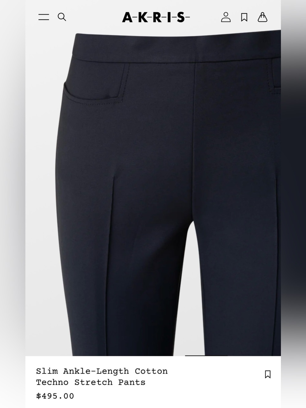 Akris Slim Ankle-Length Cotton Techno Franca Stretch Pants — Navy